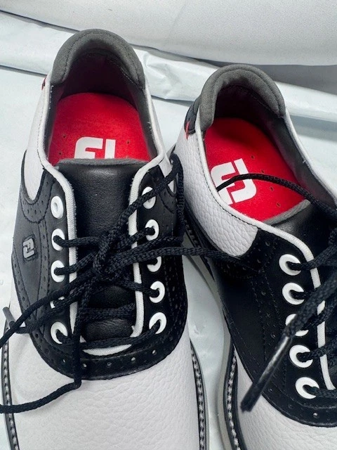 FootJoy Мужские золотые туфли-размер 7 1/2 M-модель 57924-белый/черный * новый-без коробки - Изображение 4 из 4