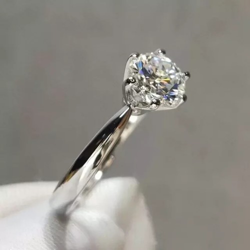 3Ct Round Cut Real Moissanite Women's Engagement Ring 14K White Gold plated - Picture 7 of 7