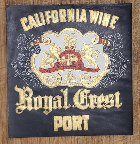 JAR Bottle Label California Wine Royal Crest Port - 第 1/1 張圖片