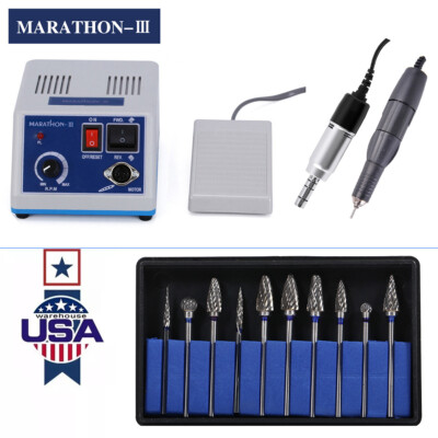Dental Lab Marathon Micromotor Polishing Motor 35K RPM Electric Handpiece Burs