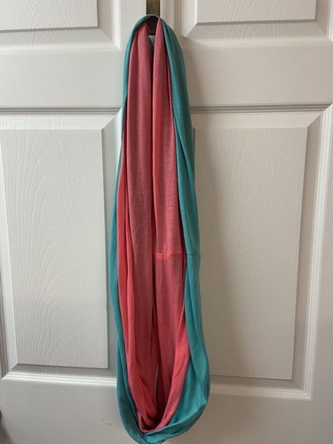 Infinity Scarf Two Sided Green and Pink Jersey - Picture 2 of 5