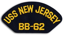 US Navy BB-62 USS New Jersey Battleship Cap Patch Iron-On *New* (a)