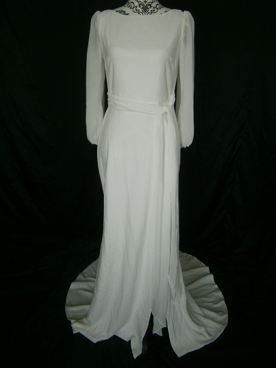 Amy Kuschel Wedding Dress 6 Off-White Scoop Neck Sleeves  display picture 3