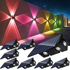 6 LED Solar Fence Lights Outdoor Garden Patio Yard Pathway Deck Steps Wall Lamp