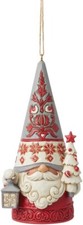 JIM SHORE HEARTWOOD CREEK NORDIC NOEL GNOME WITH TREE HANGING ORNAMENT NIB
