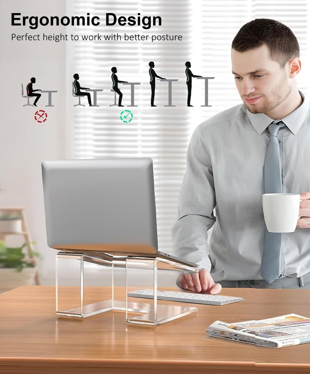 MCHOSE Acryl Laptop Ständer Drehbar – 360° Schwenkbar, Faltbar, Für Laptops Bis 16 Zoll, Transparent