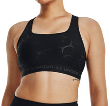 Under Armour Crossback  Mid Support emboss Sports Bra Black XS RRP £40