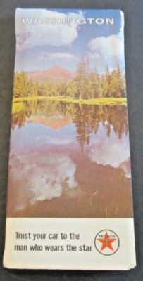 VTG 1966 WASHINGTON State Transcontinental Map 18x27'' Texaco Advertising