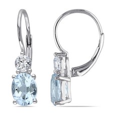 Amour Sterling Silver Blue Sky Topaz and Created White Sapphire Earrings