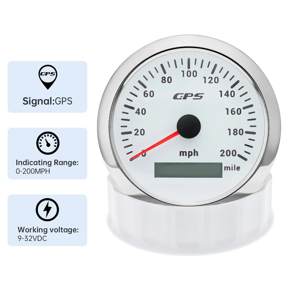 6 Gauge Set 85mm GPS Speedometer 200MPH&Tachometer 6000RPM for Boat Car Truck - Image 3 of 4