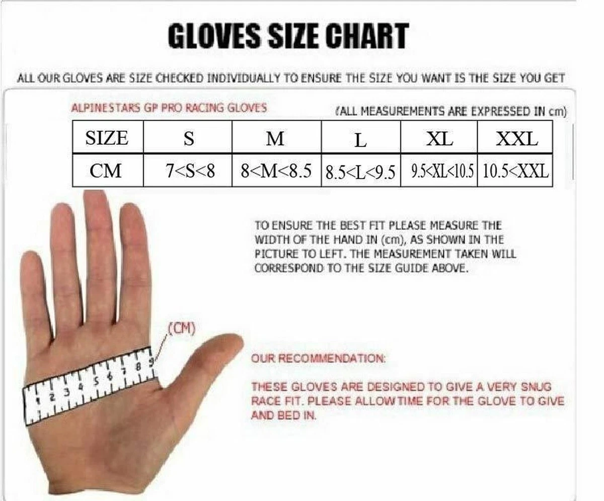 Fox glove size sale chart