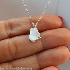 Wisconsin State Charm Necklace -Sterling Silver WI