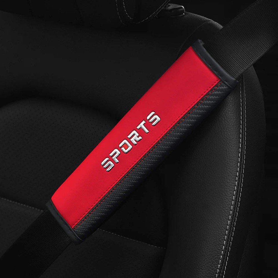 1PC Carbon Fiber Leather SPORTS Car Seat Belt Shoulder Cover Insurance