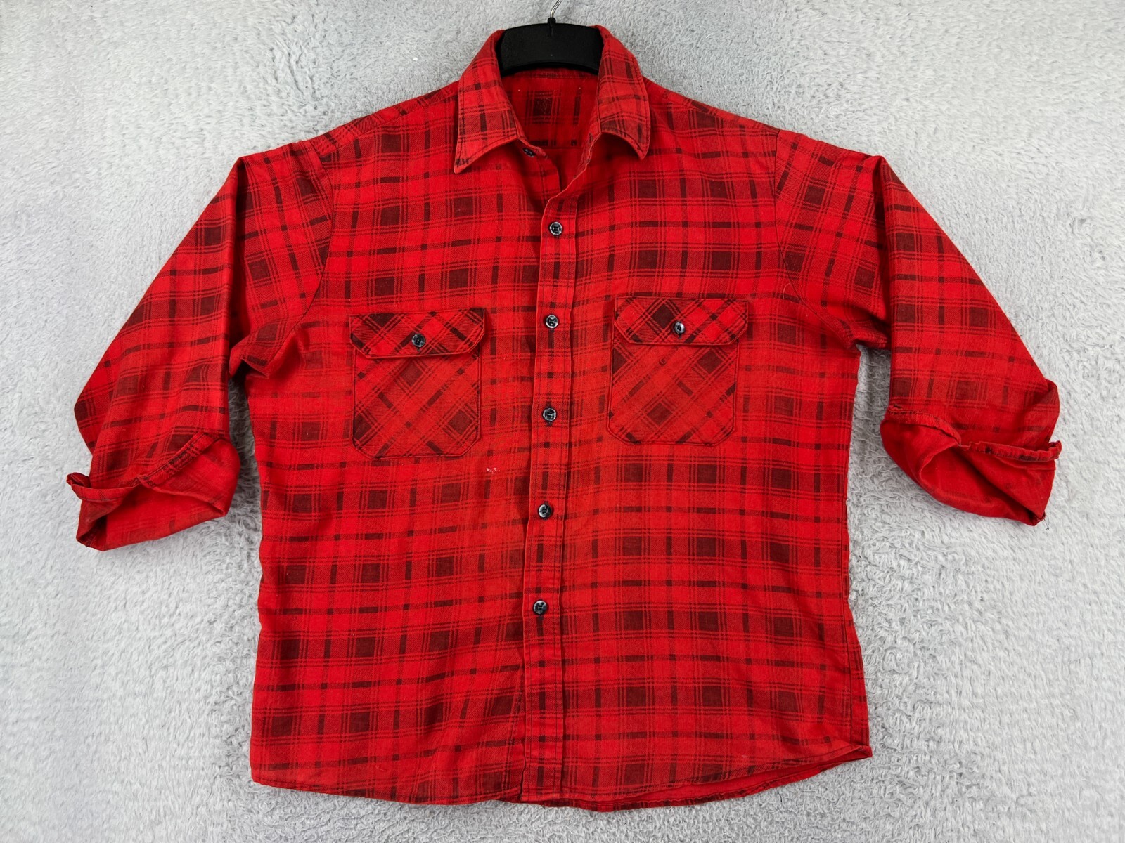 Flannel Shirt Womens Extra Large Red Plaid Button Up Flannel Pockets Cotton-image