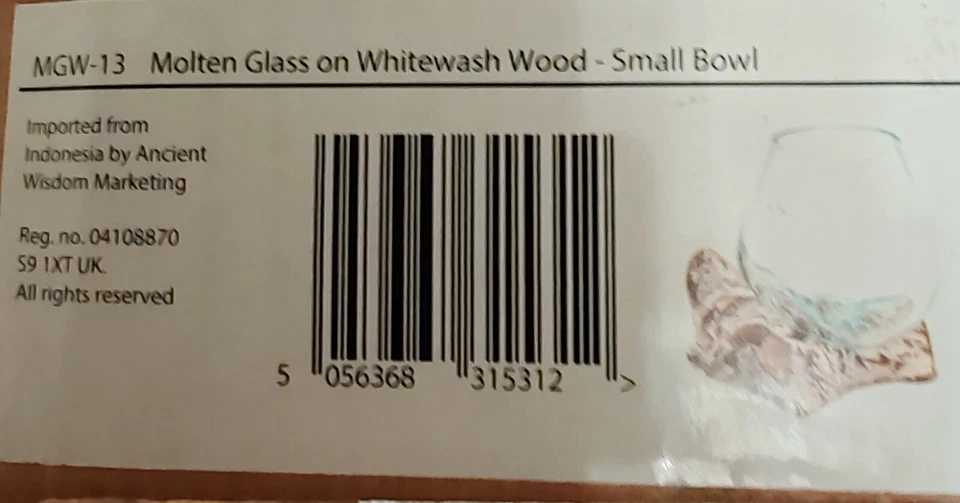 Cuenco pequeño de vidrio fundido sobre madera encalada único hecho a mano regalo Foto 3 de 3