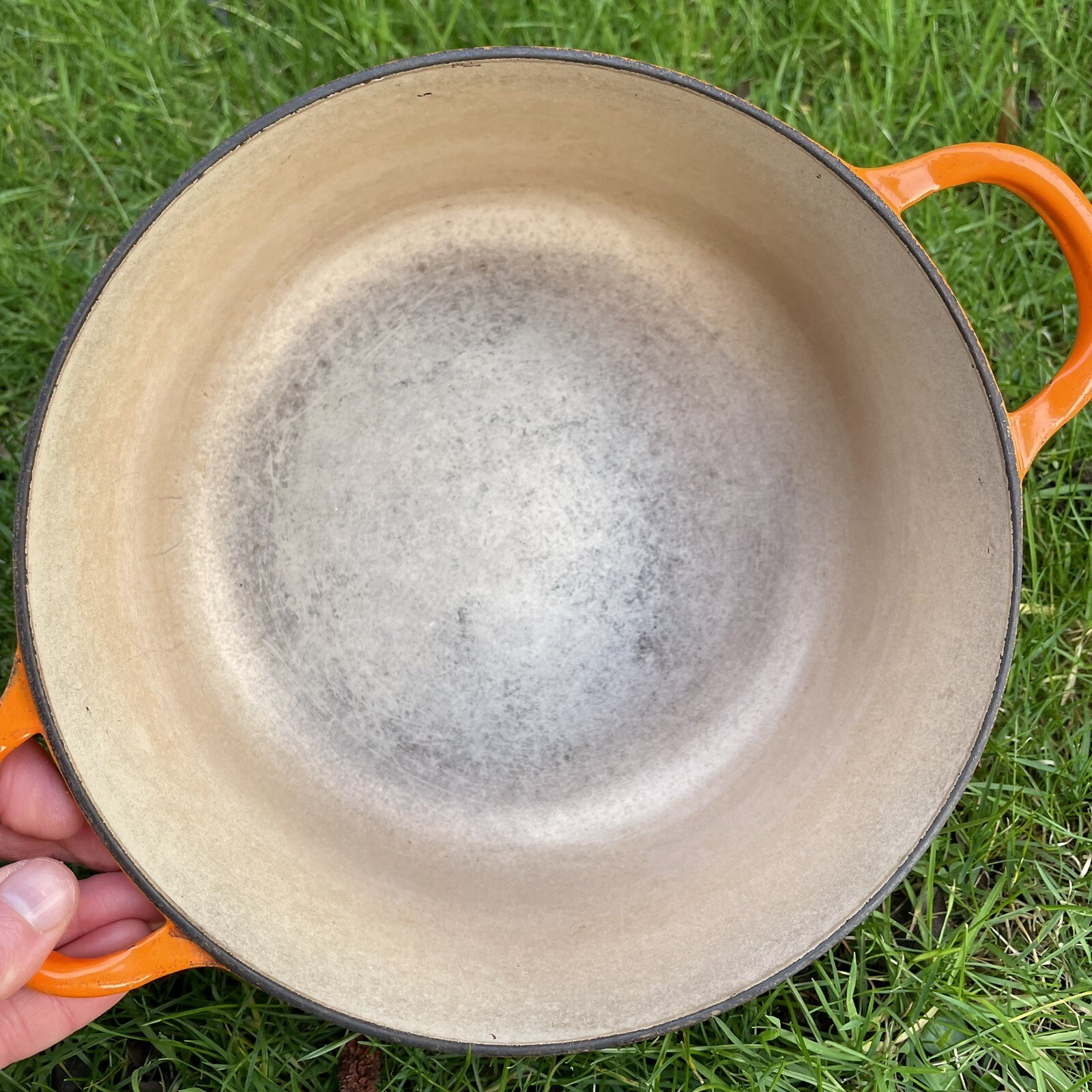 Vintage Le Creuset Casserole Dish Round Hazelnut Volcano D” Size 22cm Cast Iron eBay