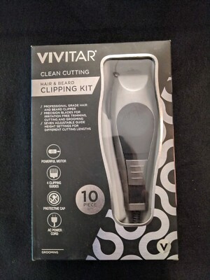 Vivitar Clean Cutting Hair & Beard 10 Piece Soft Touch Grip Clipping Shaving Kit