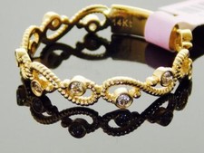 14K YELLOW GOLD INFINITY DESIGN DIAMOND ETERNITY STACKABLE WEDDING BAND RING