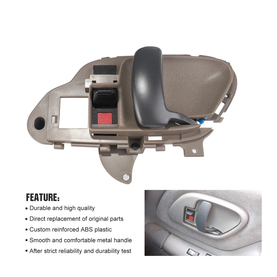 Tan Interior Inside Door Handle w/ Bezel LH & RH Pair Set For Chevy C/K Truck - Image 4 of 4