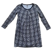 Tea Collection Snowfall Pleat Dress In Navy and Light Blue Girls Size 10