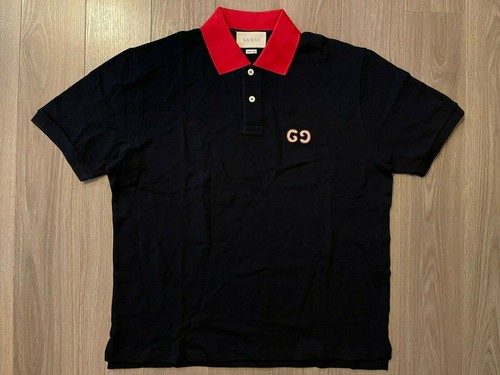 Gucci Navy GG Embroidered Polo Shirt 