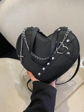 Punk Rivet Heart-Shaped Shoulder Bag – Gothic Y2K Crossbody, Cool Rock-Style