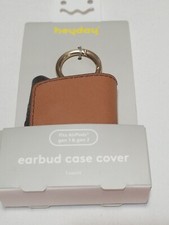 Heyday Apple Airpods Gen 1/2 Saffiano Black  Brown Leather Case w Key Ring