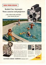 1959 Eastman Kodak Cine Automatic 8mm Turret Camera Showtime Projector Print Ad