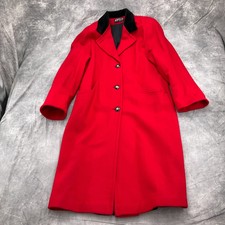 Jofeld Coat Women Large Red Black Velvet Collar De Ball Velvet Wool Long Vtg
