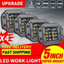 4X 5" Flush Mount LED Work Light Rear Bumper Reverse Pods Offroad Truck Driving