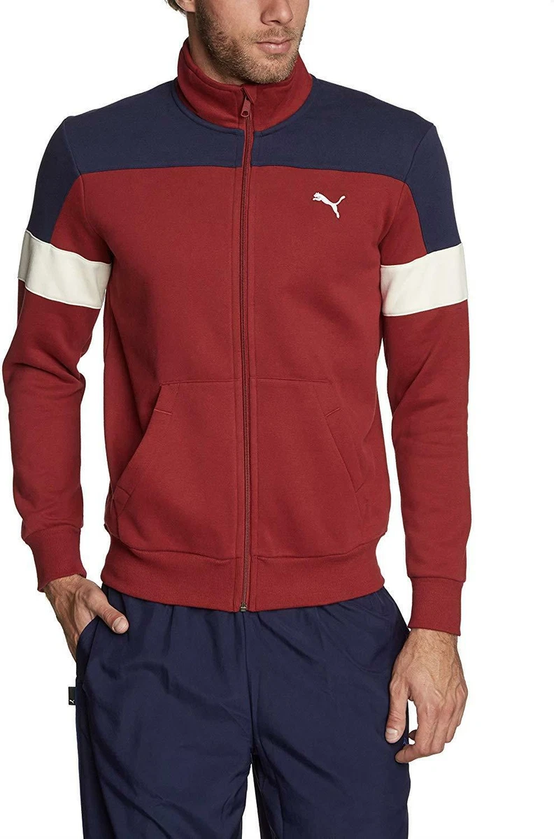 PUMA MEN S RETRO STYLE TRACK TOP BURGUNDY NAVY FULL ZIP JACKET