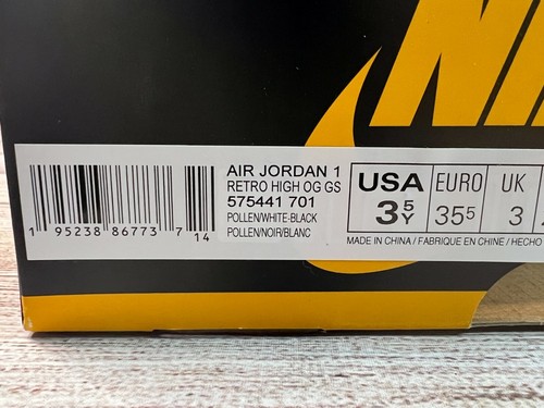 NIKE AIR JORDAN 1 RETRO ALTO OG (GS) POLEN 575441-701 TALLA 3.5 AÑOS/MUJER 5 SIN TAPA - Imagen 7 de 7