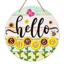 Hello Summer Decorations Sunflower Butterfly bee Door Wall Hanging Sign Gift