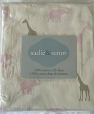 Sadie  Scout Safari Crib Sheet pink brown elephants giraffes baby girl new