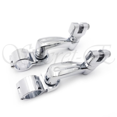 1 1/4''Long Angled Highway Engine Guard Bar Foot Peg Mount Kit For Harley Chrome