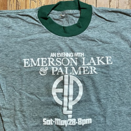 Vintage 70s Emerson Lake Palmer Shirt ELP Band Tour Rock Prog Cincinnati Ringer - Picture 4 of 9