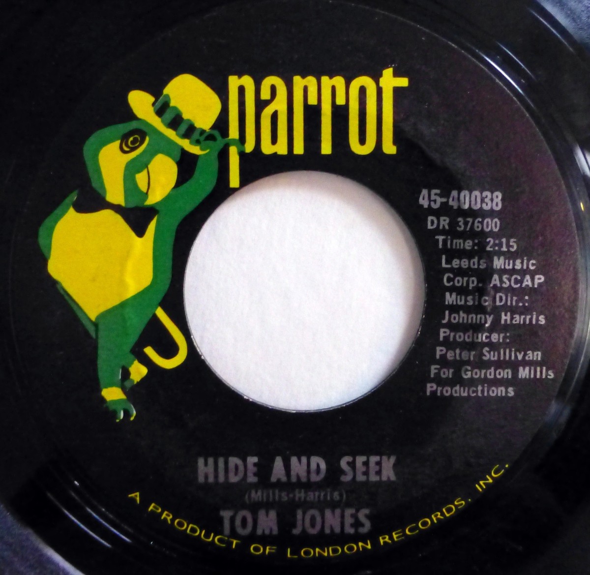 TOM JONES 45 Love Me Tonight/Hide and Seek PARROT pop vocal VG++