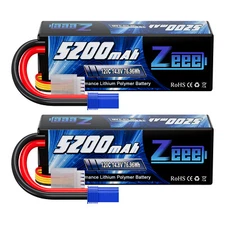 2xZeee 4S LiPo Battery 14.8V 120C 5200mAh EC5 for 1/10 RC Car Truck Buggy Truggy