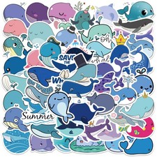 Whale blue whale fin whale baleen whale mammal marine life seal sticker 50 piece