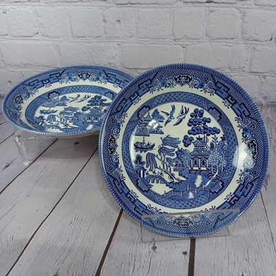 Churchill Blue Willow 8'' Soup Salad Bowls England Set of 2 Decorative Dinnerware