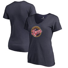 Women's Navy Indiana Fever Primary Logo V-Neck T-Shirt