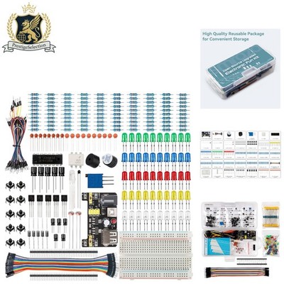 Complete Basic Starter Electronics Kit with Breadboard & Power Supply Module