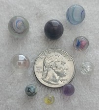 Micro Pewee Marbles Lot of 9 Tiny Vintage Marbles
