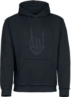 EMP Special Collection Herren schwarzer Kapuzenpullover mit Rippbündchen