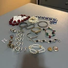 22 PC Costume Jewelry Lot Vintage & new Estate Bag/Box