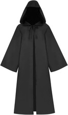 Adult Robe Hooded Cloak Halloween Christmas Party Cosplay Medium, Black