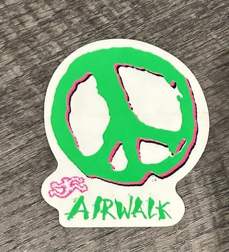 Vintage Airwalk Neon Green peace sign sticker decal 90s