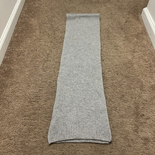 Naadam Ribbed Gray Cashmere Scarf 70” Light Gray - Picture 4 of 4