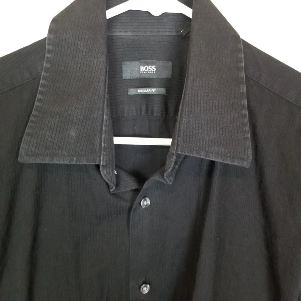Hugo Boss Dress Shirt Oxford Shirt Men 34/35-16.5 Black Button Down Shirt Men  - Image 2 of 4