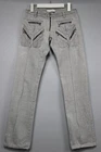 BALENCIAGA Le Dix Vintage 2000 Gray Cotton Canvas Zipper Jeans Pants Women Sz 36